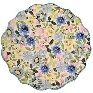 Southern Living Handcrafted in Portugal Earthenware Floral Scalloped Plate  8.5"